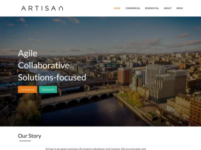 Screenshot of the home page of Artisan Real Estate's website.