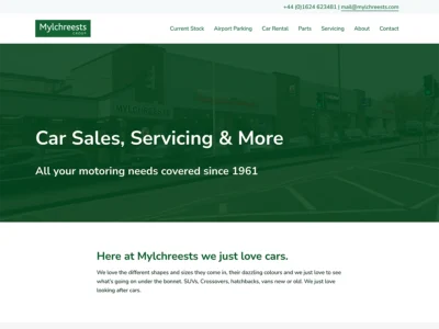 Screenshot of the home page of Mylchreests website.