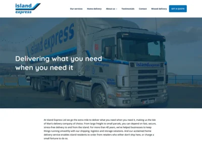 Screenshot of the home page of the Island Express website.