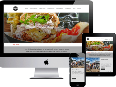 Mockup of how the What The Fork's website looks on iMac, iPad and iPhone.